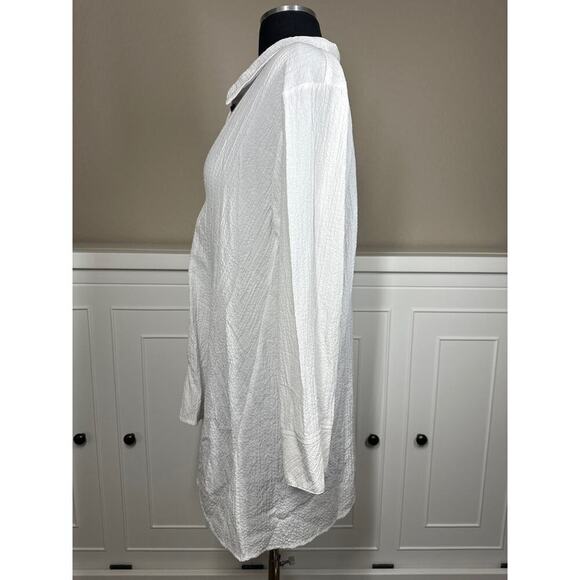 Habitat Pucker Weave White Long Sleeve Loose Fit Blouse Top Toggle Buttons Sz M - Picture 5 of 15